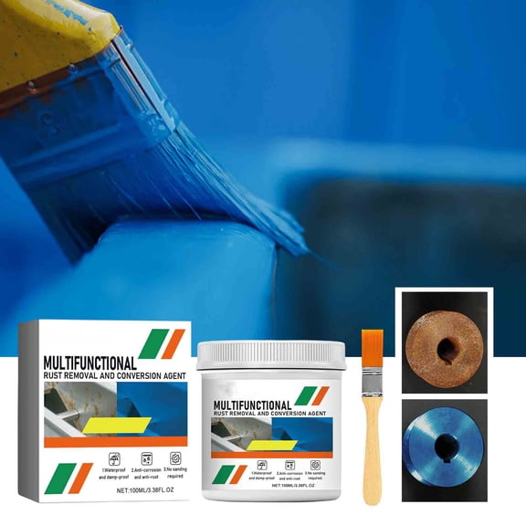 Multi-Functional Rust Remover,Iron Steel Tile Rust Converter Protective Basecoat Extend Metal Life Safe Easy Use,Rust Removal Solution for Fences Cars Metal Structures Home Maintenance-multicolor