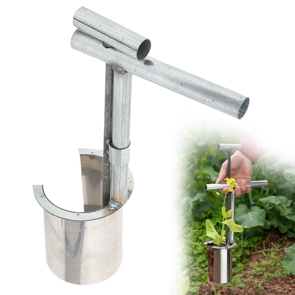 Multi Functional Side Opening Transplanter, Automatic Seedling Transplanter for Corn, Fruit Trees, Manual Tool for Vegetable Gardens, Stainless Steel, 1PC