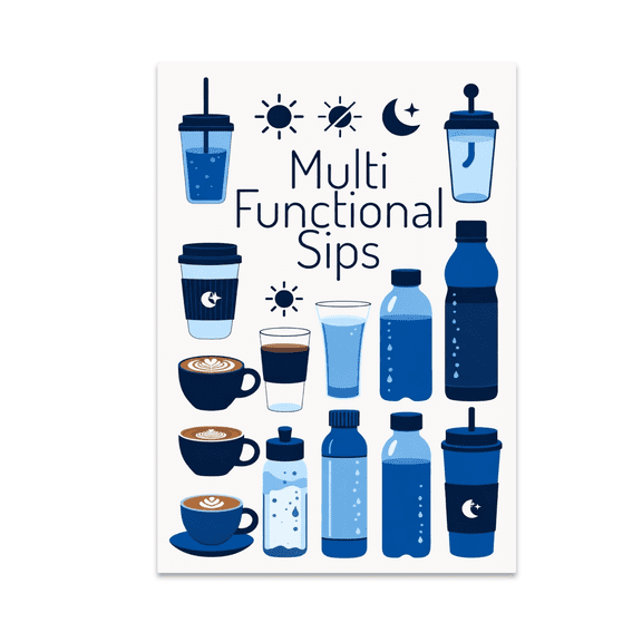 Multi Functional Sips Wall Art - Drinkware Enthusiast - 13x19 Poster Print