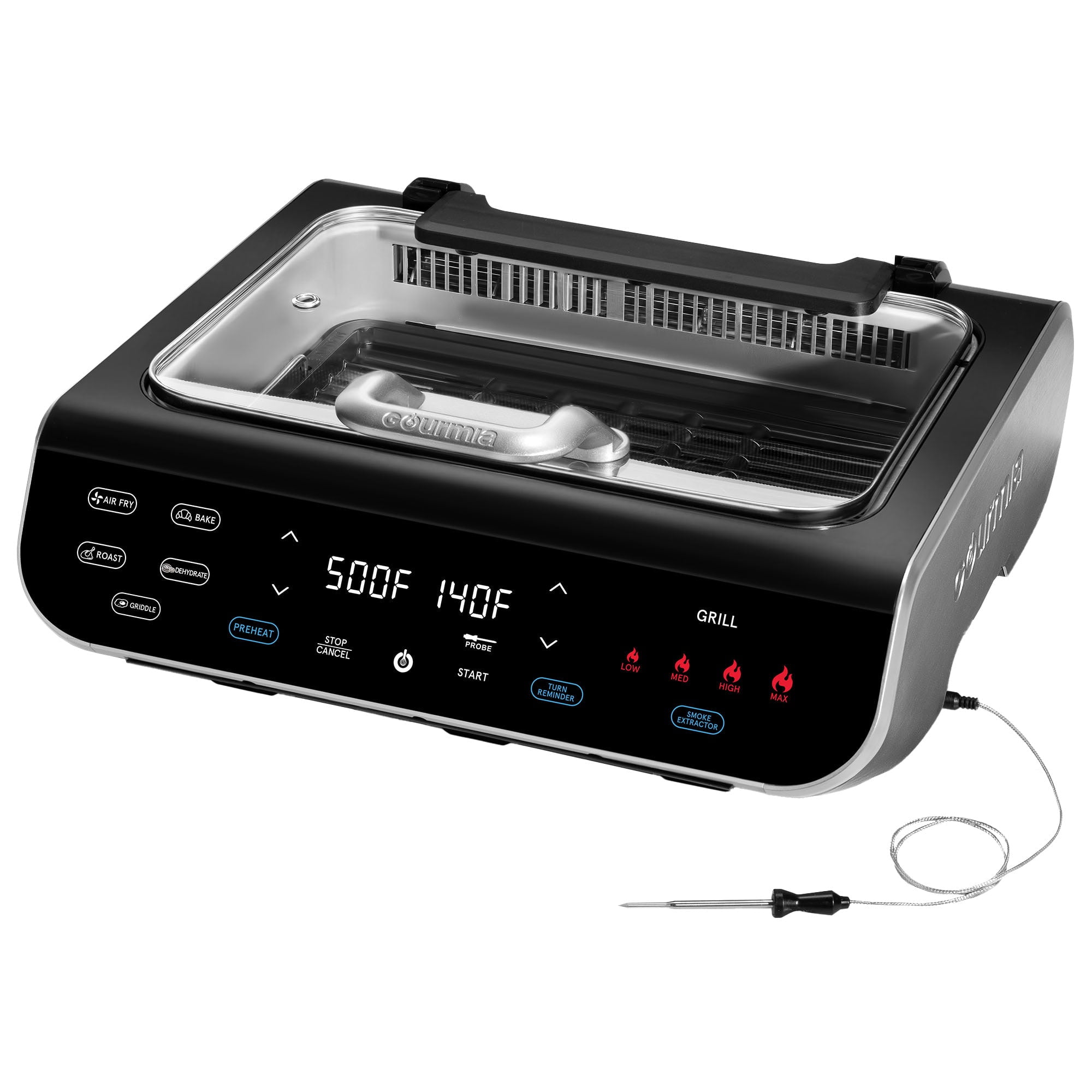 MultiFunctional Smokeless Grill, Griddle, and Air Fryer with Builtin