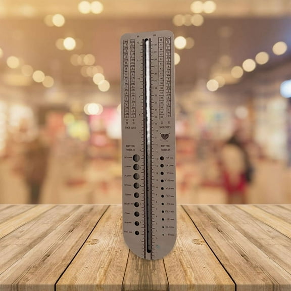 Multi-Functional Sock Ruler for Knitting Wooden Needle Gauge, Oval Rectangle Yarn Wrap Guide Board