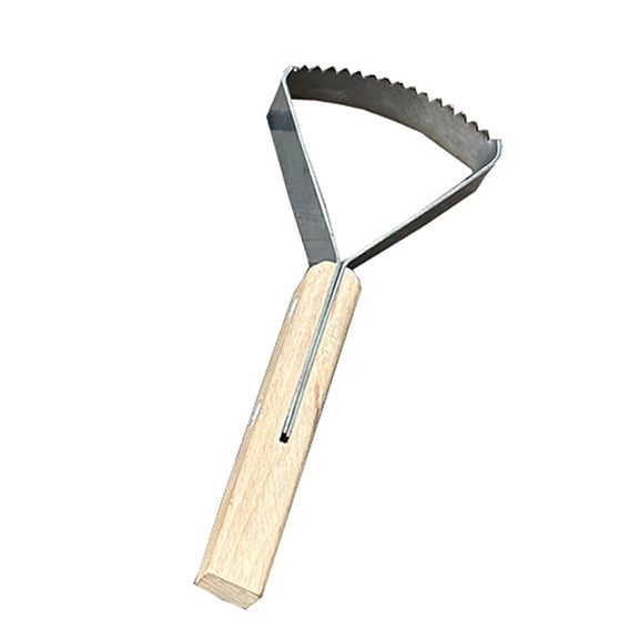 Multi-Functional Soil Leveler Weeding Tool Manual Handheld Grass Scraper with Wood Handle for Removing Weeds from Lawn Cracks Garden Maintenance Backyard Agriculture Work