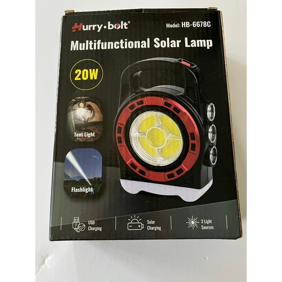 Multi-Functional Solar Lamp LED Tent Light Flashlight USB + Solar Hiking