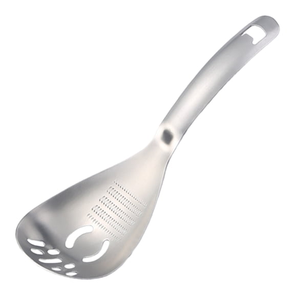Multi Functional Spoon Stainless Steel with Grater Garlic Crusher, Spaghetti Server with Grater Egg Separator, Pasta Cooking Garlic Prep, Kitchen Gadget, 1 Spoon