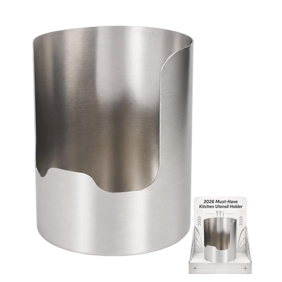Multi-Functional Stainless Steel Kitchen Utensil Holder – Countertop Organizer Caddy for Spoons, Spatulas, Ladles, Pot Lids & Cutting Boards, Wide Base Storage for Cooking Tools