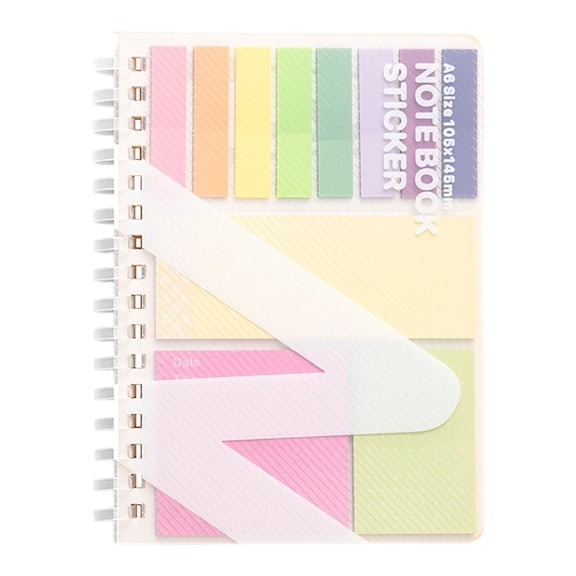 Multi-Functional Sticky Note Set, A6 Notebook with Colorful Index Tabs, Clear Self-Stick Note Pads, 5.7x4.13 Inch for Home Office Supplies, Reusable and Writable Transparent Notes,Multi-Color