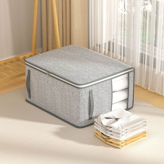 Folding Drawer Style Wardrobe Storage Box | Non-Woven Fabric Organizer with Lid and Handles | Closet, Under Bed, Attic Solution | Foldable, Stackable | Large Capacity | 1 Pack | 52x44x20cm