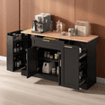 thumbnail image 1 of Multi-Functional Storage Sideboard with Adjustable Shelves, 3-Tier Pull-Out Rack, Kitchen Island Cabinet, Buffet Table for Dining Room, Black, 1 of 19