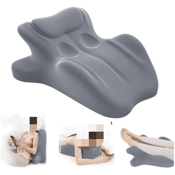 Multi-Functional Support Pillow, Reading Wedge Pillow for Bed, Knee Support Leg Elevation, Ergonomic Foam Wedge for Acid Reflux, Back Pain Relief & Couples Sleeping, Gray$$Bedding