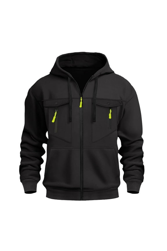 Multi-Functional Tactical Sweatshirt Long Sleeve Fleece Thermal Shirts Full-Zip Open-Front Ultra Soft Textured Hoodies Wind Resistant Windbreaker Sweater Jacket with Pockets 2025