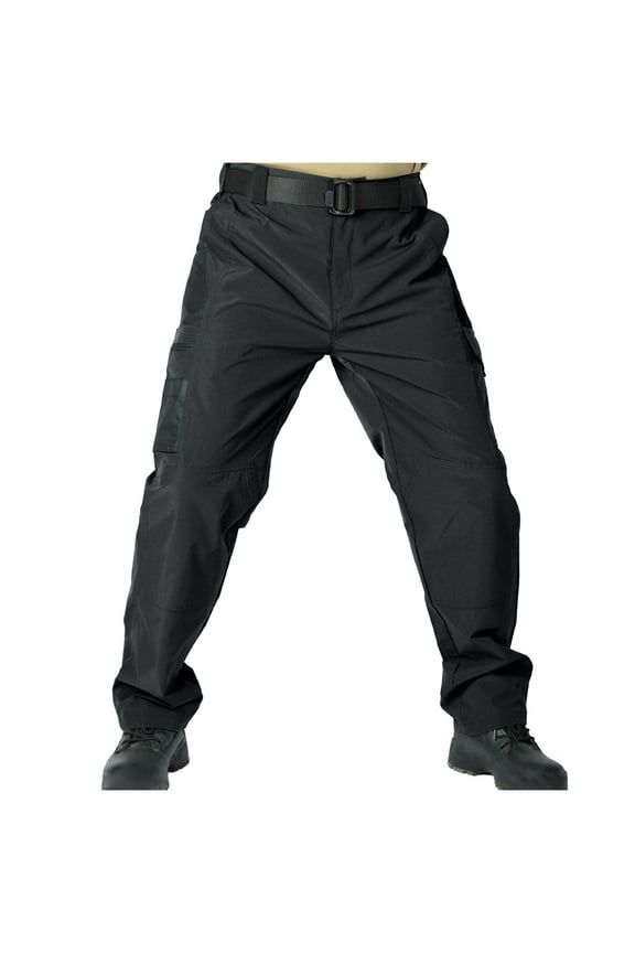 Multi-Functional Tapered Joggers for Mens High Waisted Lace-Up Elastic Waist Sweat Pant Windproof Rainproof Trousers with Mutil Pockets