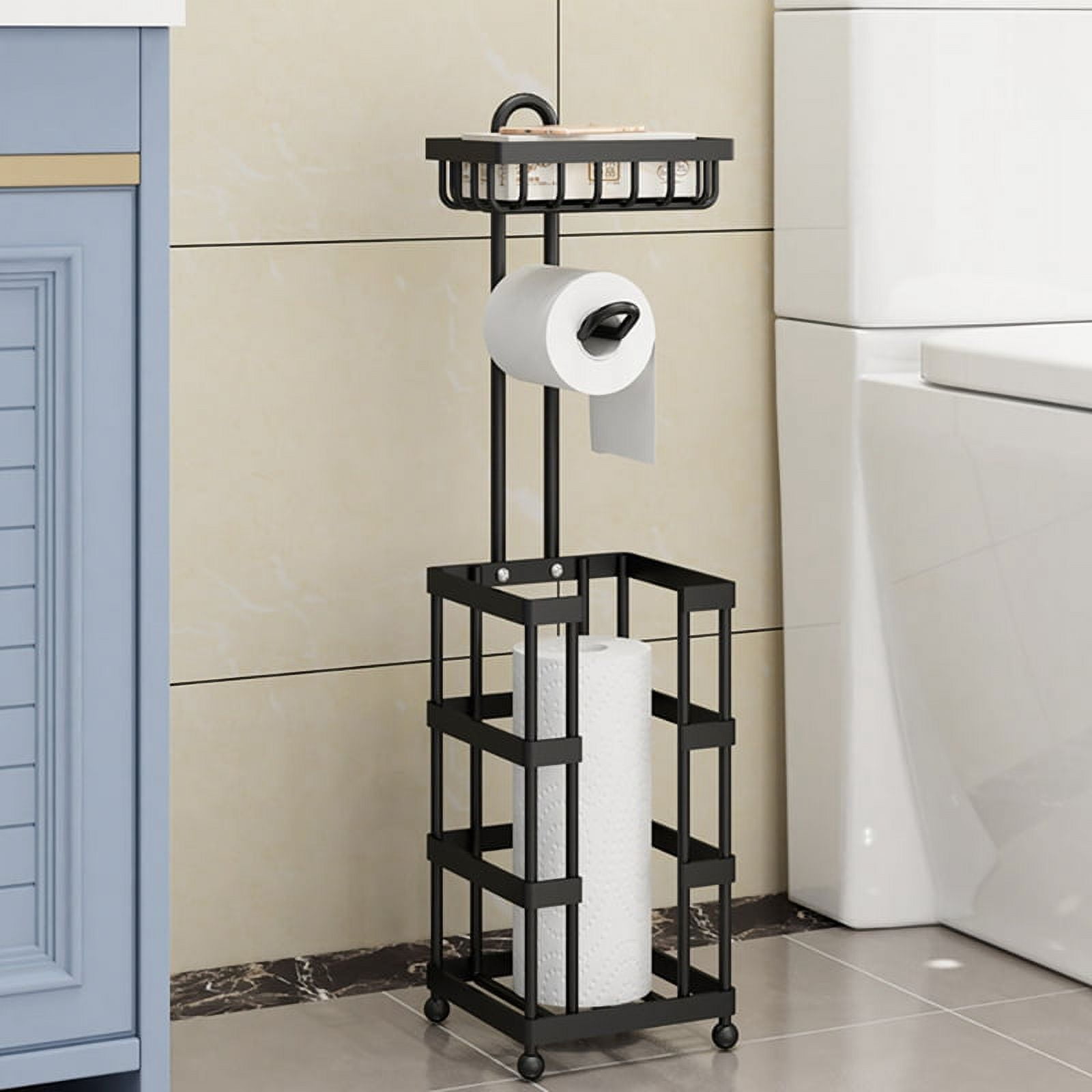 Black Toilet Paper Reserve Holder Bathroom Storage Extra -  in