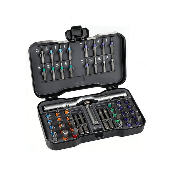 Multi Functional Tool Set For Compact Spaces Featuring Bits And Ratchets Handle For Enhanced Productivity In Repairs