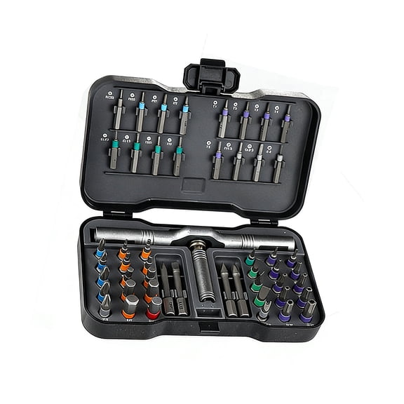 Multi Functional Tool Set For Compact Spaces Featuring Bits And Ratchets Handle For Enhanced Productivity In Repairs