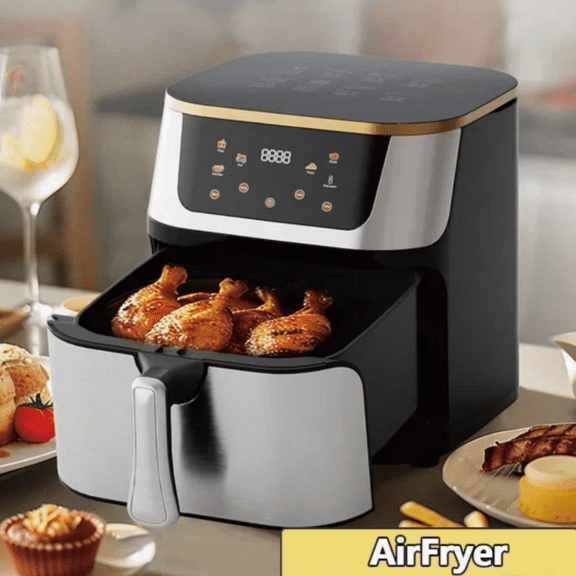 Multi Functional Touch Screen Digital Air Fryer+Barbecue,Convection Oven, Touch Screen Preset Frying, Baking, Dehydration, Baking, 10L Home Size, Automatic Shutdown