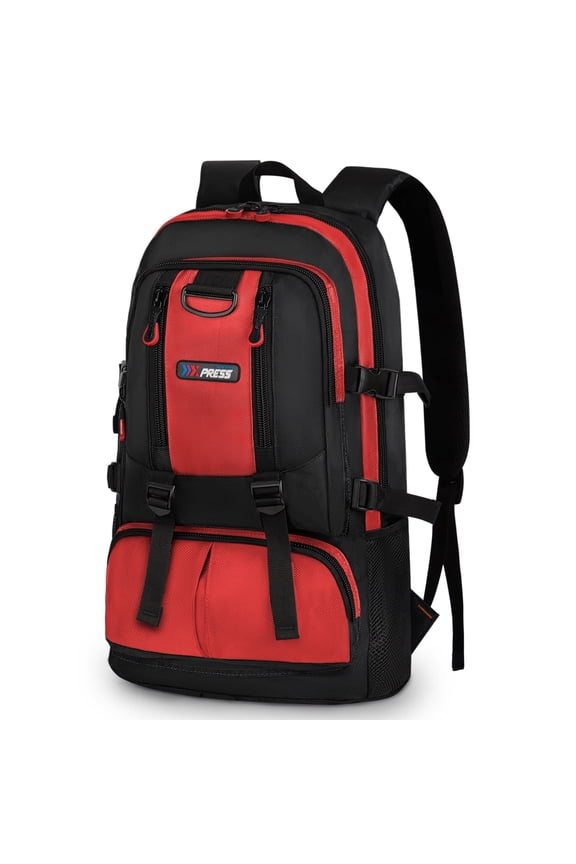 Travel Backpack Multi-Pocket Outdoor Hiking Backpack Work Daypack for Men Women, Red, A12