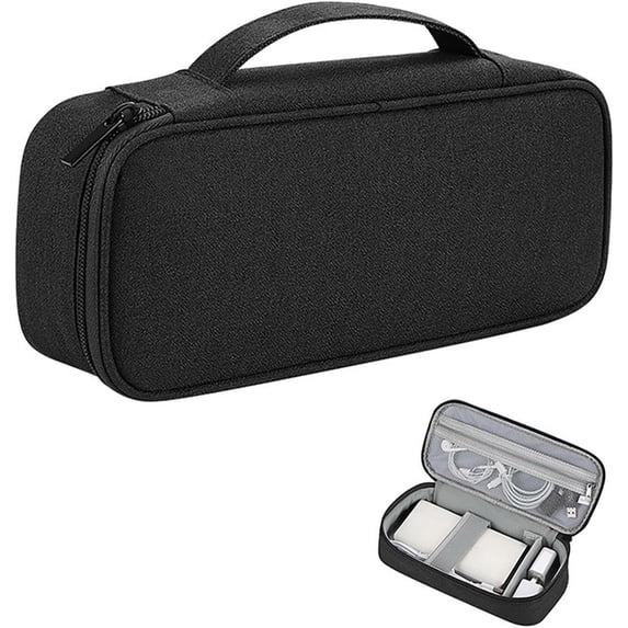 Multi-Functional Travel Tech Pouch in Black Small Size Gadget Case Organizer (Black)