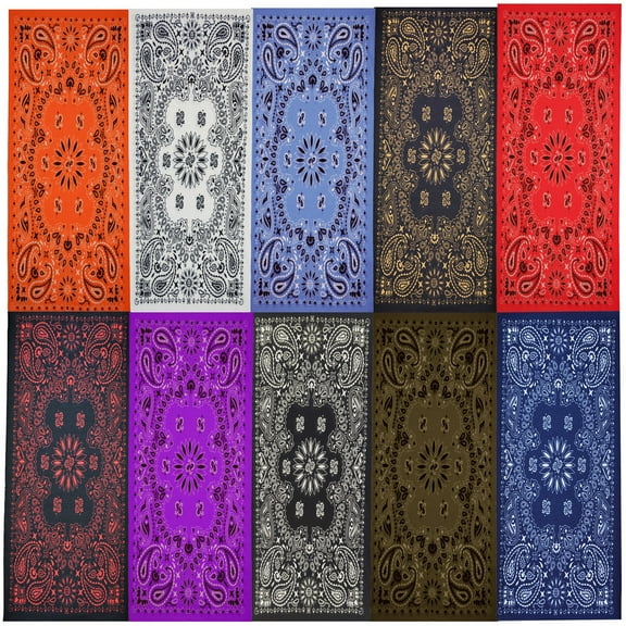 Multi Functional Tube Bandana | Classic Paisley Bandana Pattern - 10PK Color Mix CA4225