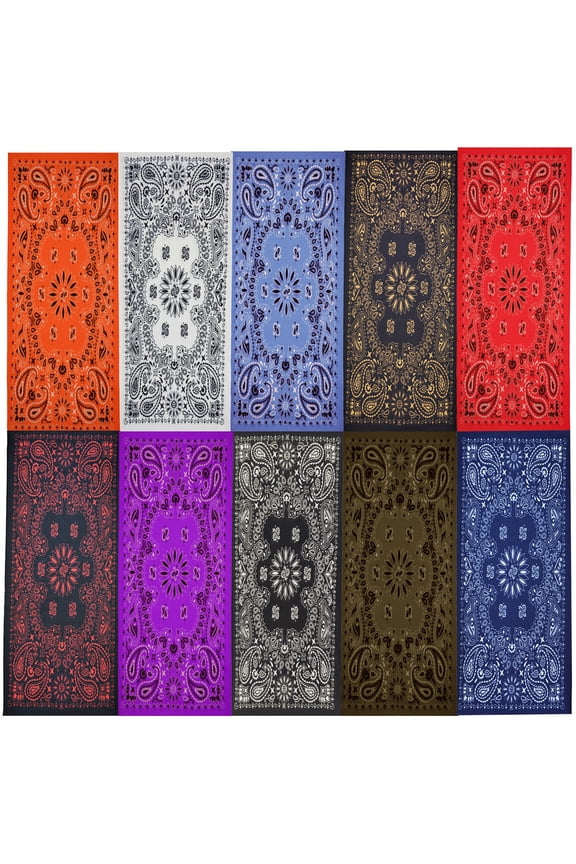 Multi Functional Tube Bandana | Classic Paisley Bandana Pattern - 10PK Color Mix CA4225