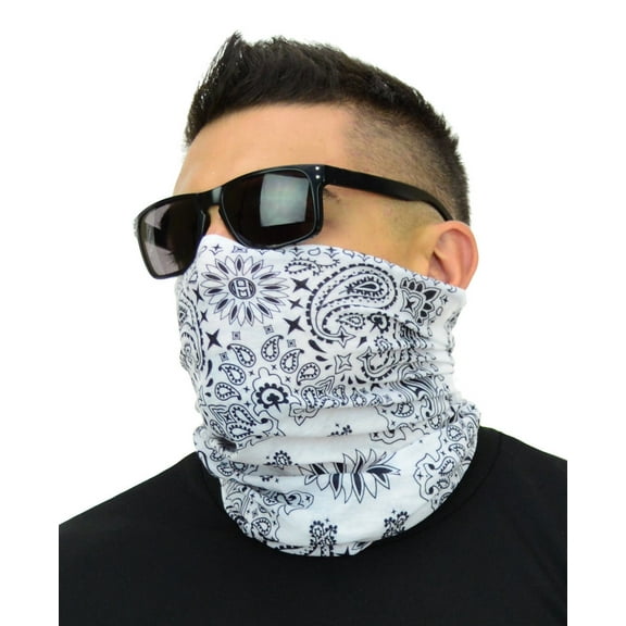 Multi Functional Tube Bandana | Classic Paisley Bandana Pattern - 2PK White Paisley CA4225