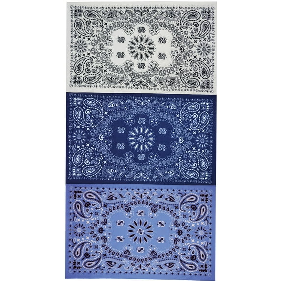 Multi Functional Tube Bandana | Classic Paisley Bandana Pattern - 3PK B.Jean/Navy/White CA4225