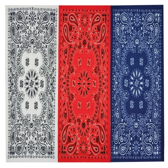 Multi Functional Tube Bandana | Classic Paisley Bandana Pattern - 3PK Red/White/Navy CA4225