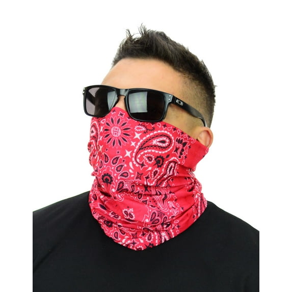 Multi Functional Tube Bandana | Classic Paisley Bandana Pattern - Red CA4225