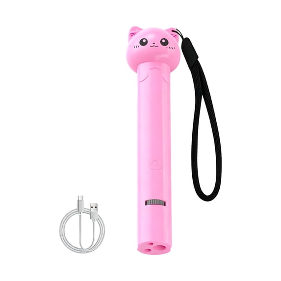 Multi-Functional USB Laser Pointer Cat Toy, 3-in-1 Interactive Wand and Red Dot, Automatic Self-Play Puzzle for Indoor Cats Hot Pink