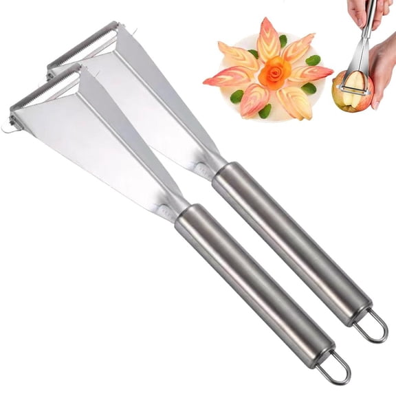 Multi-Functional Vegetable Peeler Fruit Carving Knife,DIY Platter Decoration Carving Tool,2-in-1 Fruit Carvings Cutters with Stainless Steel & Handle for Kitchen Fruits Veggies