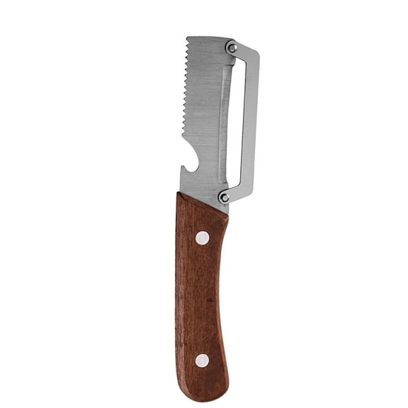 Multi-Functional Vegetable Peeler with Hook, Stainless Steel Sharp Blades Peeler with Wooden Handle & Bottle Opener Practical Kitchen Tool for Veggie Fruit Apple Potato Sugar Cane