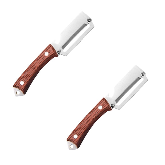 Multi-Functional Vegetable Peeler for Kitchen, 2 Pcs Ultra-Sharp Stainless Steel Blade with Wooden Handle, Built-in Bottle Opener, Swivel Peeler for Potato, Fruit