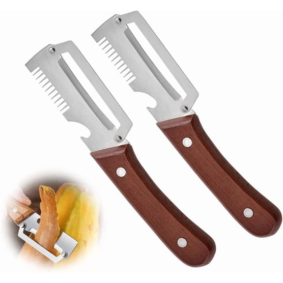 Multi-Functional Vegetable Peeler for Kitchen, 2026 Upgraded Stainless Steel Peeler, Durable Wooden Handle Peeler for Home Kitchen, Professional Kitchen Tool for Chefs Fruits (2PCS)