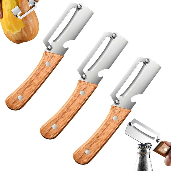 Multi Functional Vegetable Peeler for Kitchen - Stainless Steel Single Blade Peelers Tool, Ultra Sharp Stainless Steel Blades with Bottle Opener, for Easy Potato, Fruit & Veggie Peeling(3Pcs)