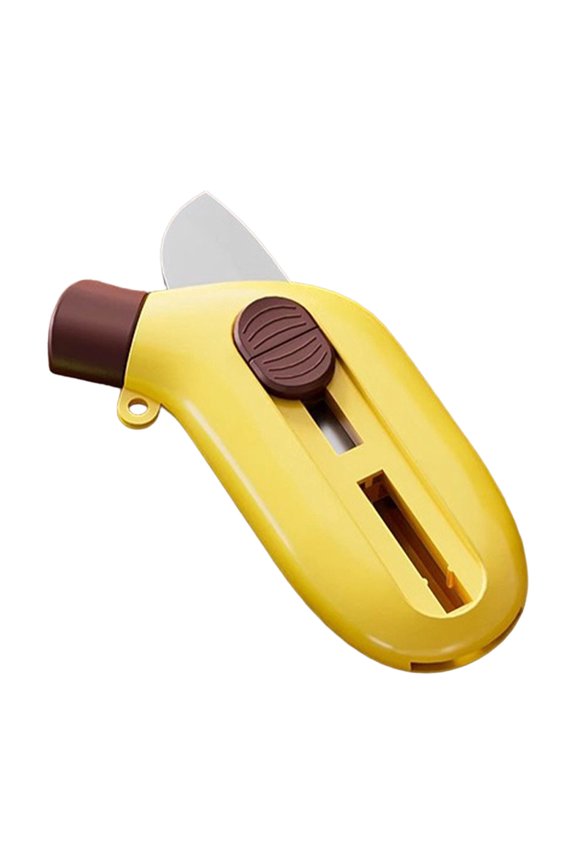 Multi-Functional Vegetable Peeler,Retractable Mini Fruit Peeler & Knife,Mini Utility Knife,2.99X1.73 Inch Portable Box Cutter with Keychain Hole,Heavy-Duty Peeler for Carrot ,Pumpkin,Yellow