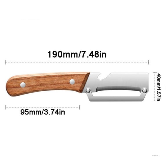 Multi Functional Vegetable Peeler,Stainless Steel Blade Kitchen Tool Ergonomic Wood Handle Anti Slip Grip Sharp Efficient Peeling Cutter Fruit Vegetable Zester Bottle Opener Kitchen Gadget Durable