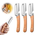 thumbnail image 1 of Multi-Functional Vegetable Peeler, Stainless Steel Blade with Wooden Handle & Bottle Opener – Kitchen Fruits, 1 of 8