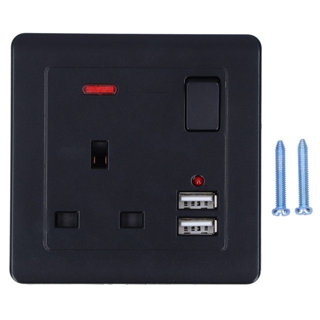 Multi Functional Wall Power Outlet Socket with 2 USB Port 13A for Home