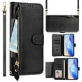 thumbnail image 1 of Multi-Functional Wallet Case for Motorola Moto G Stylus 5G 2025, Card Slots Retro PU Leather Shockproof Flip Cover with Card Slots Zipper Pocket Kickstand Magnetic Wrist & Shoulder Strap - Black, 1 of 16