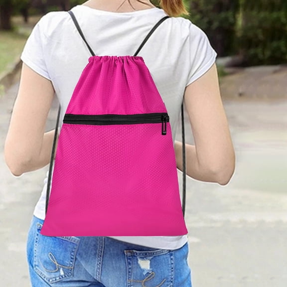 Multi Functional Water Resistant Sports Drawstring Backpack with Small Pocket Oxford Fabric Storage Bag for Fitness Travel