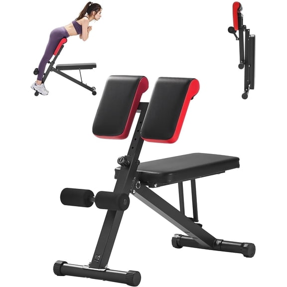Multi-Functional Weight Bench for Full Workout, Roman Chair Hyperextension Bench, 330 lbs Adjustable & Foldable Equipment for Arm Core Ab Workout, Sit Up Exercise Machine for Gym