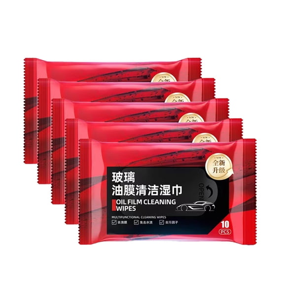 Multi-Functional Wet Wipes, Effective Glass and Mirror Cleaner, Quickly Removes Oil Film and Stains, Ideal for Home and Car Use, Perfect for Drivers and Homeowners, 5 Pcs
