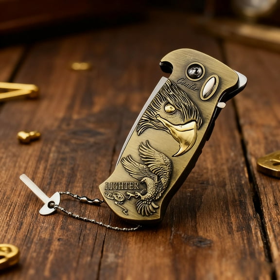 Multi-Functional Windproof Lighter with Metal Strap, Built-In Bottle Opener, and Direct Inflatable Feature