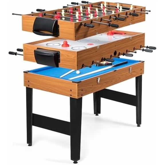 Multi Game Table, 3 in 1 Gaming Table w/Foosball, Billiard & Slide Hockey, Combo Game Table for Home, Game Room, Bars, Party, Family Night$$Sport & Recreation Other