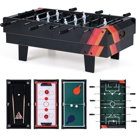 Multi Game Table, 32" Combo Game Table Set Includes Foosball, Pool Table, Hockey, Ping Pong Tabletops w/Accessories for Kids & Adults, Home, Game Room, Family Nights