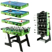 Multi Game Table HLC Portable Multi Game Combination Table Set 4ft Game Table with Accessories, Foosball Table,Ping Pong,Pool Billiards,Air Hockey,for Kids Adults Family Birthday Christmas Gifts