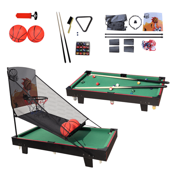 Multi Game Table for Kids, Combo Game Table Set with Tennis Table, Billiard, Basketball Hoop