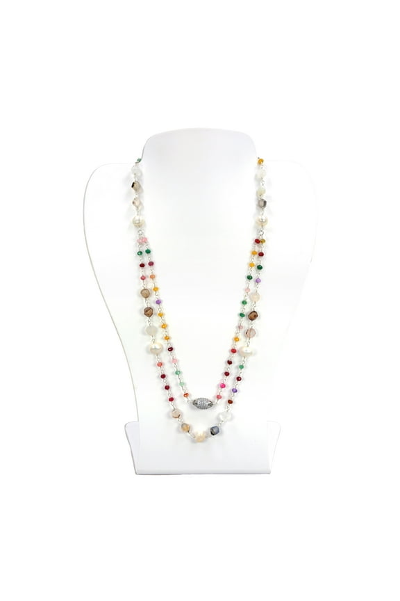 Multi-Gems and Freshwater Pearls Necklace