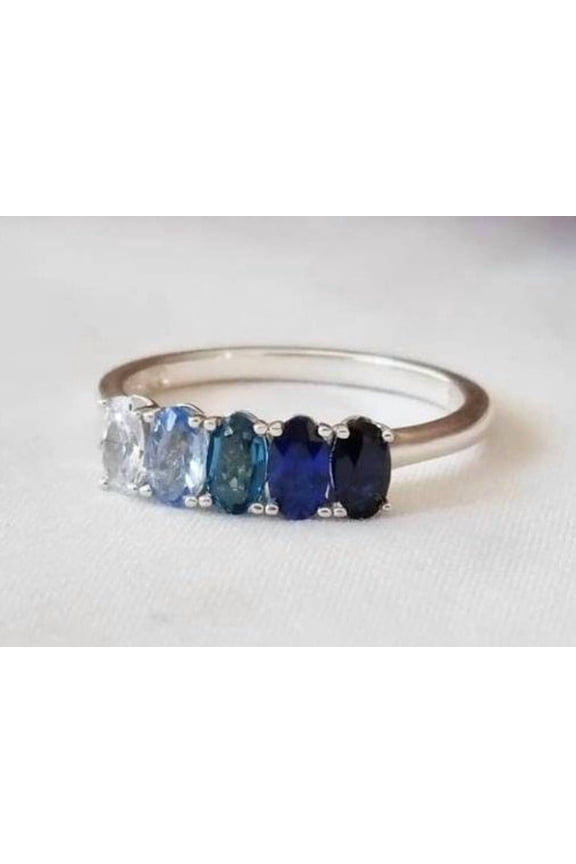 Multi Gemstone Ring Eternity Band, Anniversary Ring 925 Silver Rainbow Gemstone Half Eternity Band, Ceremony Band, Bridal Band Gift For Her