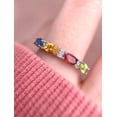 thumbnail image 1 of Multi Gemstone Ring Half Eternity Band Ring Wedding Engagement Ring Gift For Her 925 Sterling Silver Gemstone Jewelry For Women Gift By KIRAN FINE JEWELS, 1 of 5