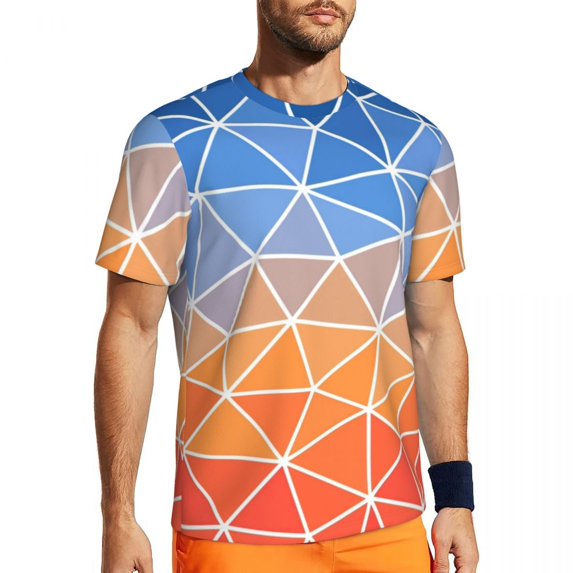 Multi Geo Print T-Shirt Man Watercolor Stripes Streetwear Sports T Shirts Quick Dry Beach